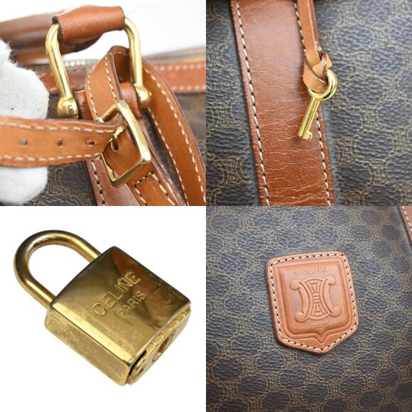 CELINE Logo Macadam Pattern Travel Hand Bag PVC Leather Brown GHW Italy - Picture 14 of 14